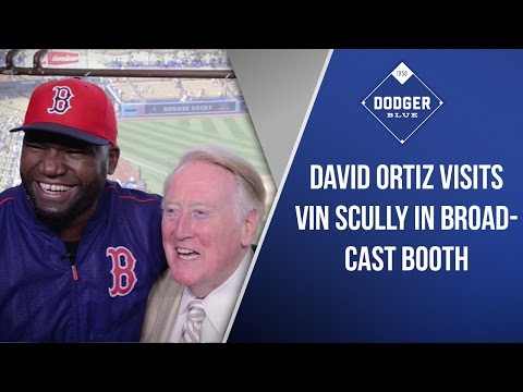 David Ortiz Visits Vin Scully In Broadcast Booth!