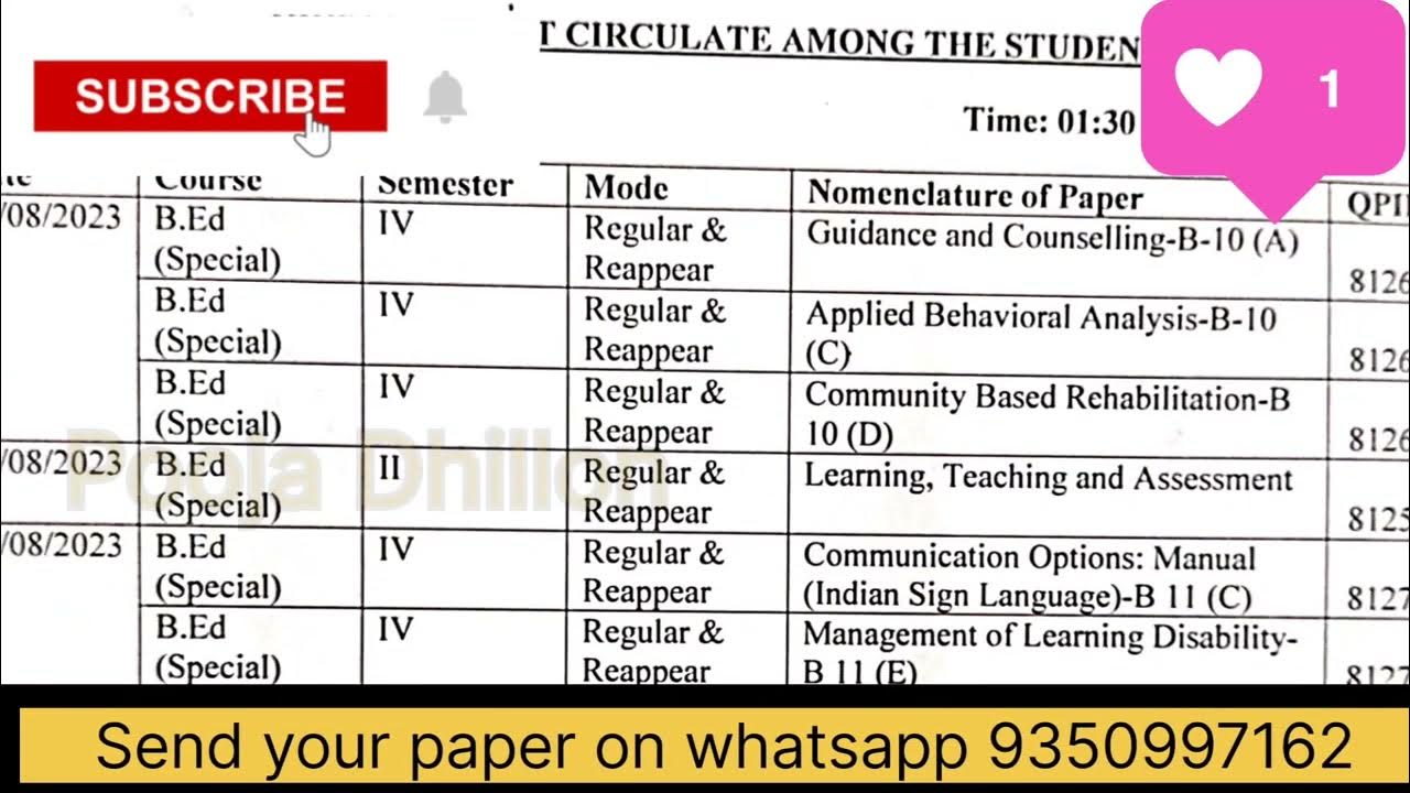 🔊CRSU B.Ed special exam Date sheet 2023 CRSU latest updates 2023 by