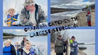 Guess the size grandma caught her Sturgeon!