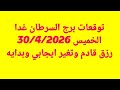 توقعات برج السرطان غدا الخميس 30 4 2026 رزق قادم وتغير ايجابي وبدايه