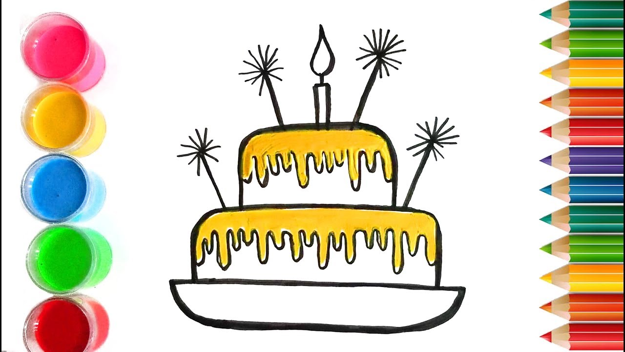 How to draw a birthday cake for kids 🍰 Comment dessiner un gâteau d