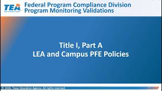 Title I, Part A-PFE Policies