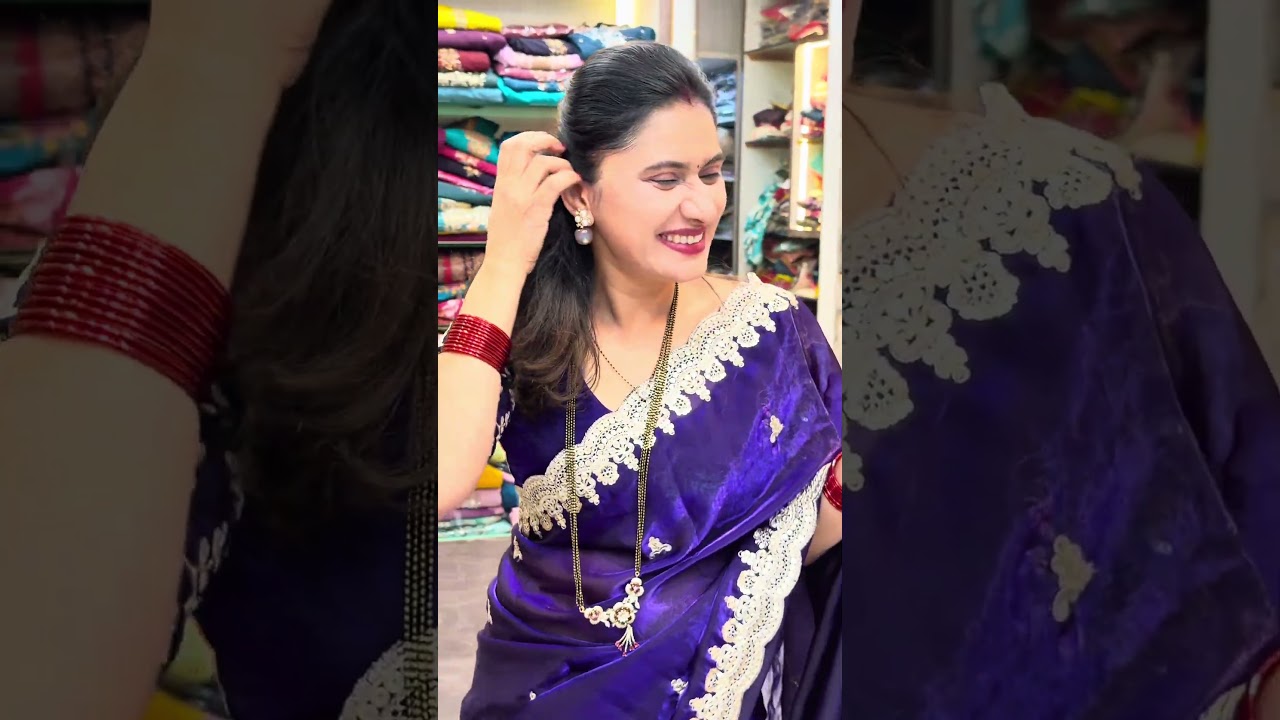 "Fendi Satine Cutwork Saree! Luxurious sheen, intricate coding work & cutwork borders. Semi-designer