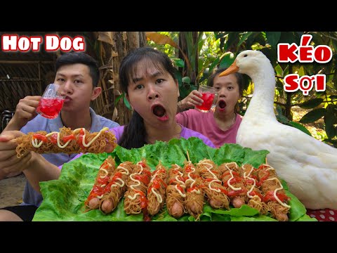 Video Làm HOT DOG Xúc Xích Hàn Quốc Kéo Sợi Từ Mì Tôm. Bim... - youtube