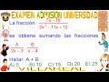 EXAMEN VILLARREAL ÁLGEBRA FRACCIONES ALGEBRAICAS PROBLEMA RESUELTO SOLUCIONARIO ADMISIÓN UNIVERSIDAD