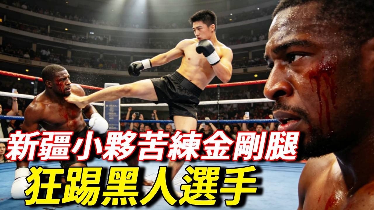 21歲新疆小夥苦練金剛腿，狂踢黑人選手上千腳，當場踢得小腿骨折【七尺格鬥】