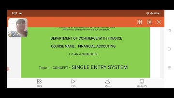 Dr.A.NAGALAXMI - B.COMFIN|SINGLE ENTRY SYSTEM (FINANCIAL ACCOUTING)|SNSINSTITUTIONS