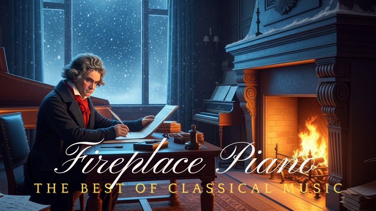 Romantic Classical Piano Fireplace 🔥 Beethoven Style Healing Instrumental