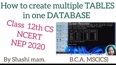create multiple TABLES in one DATABASE | crate multiple tables | create tables on database