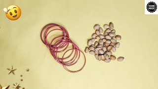 best out of waste | old bangles craft ideas | pista shell craft ideas