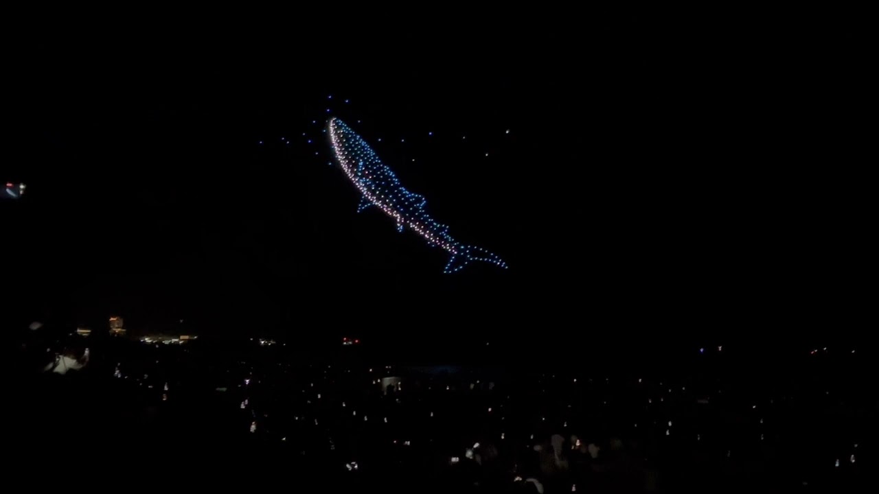500機のドローンが夜空にジンベエザメを表現「沖縄かなさ花火