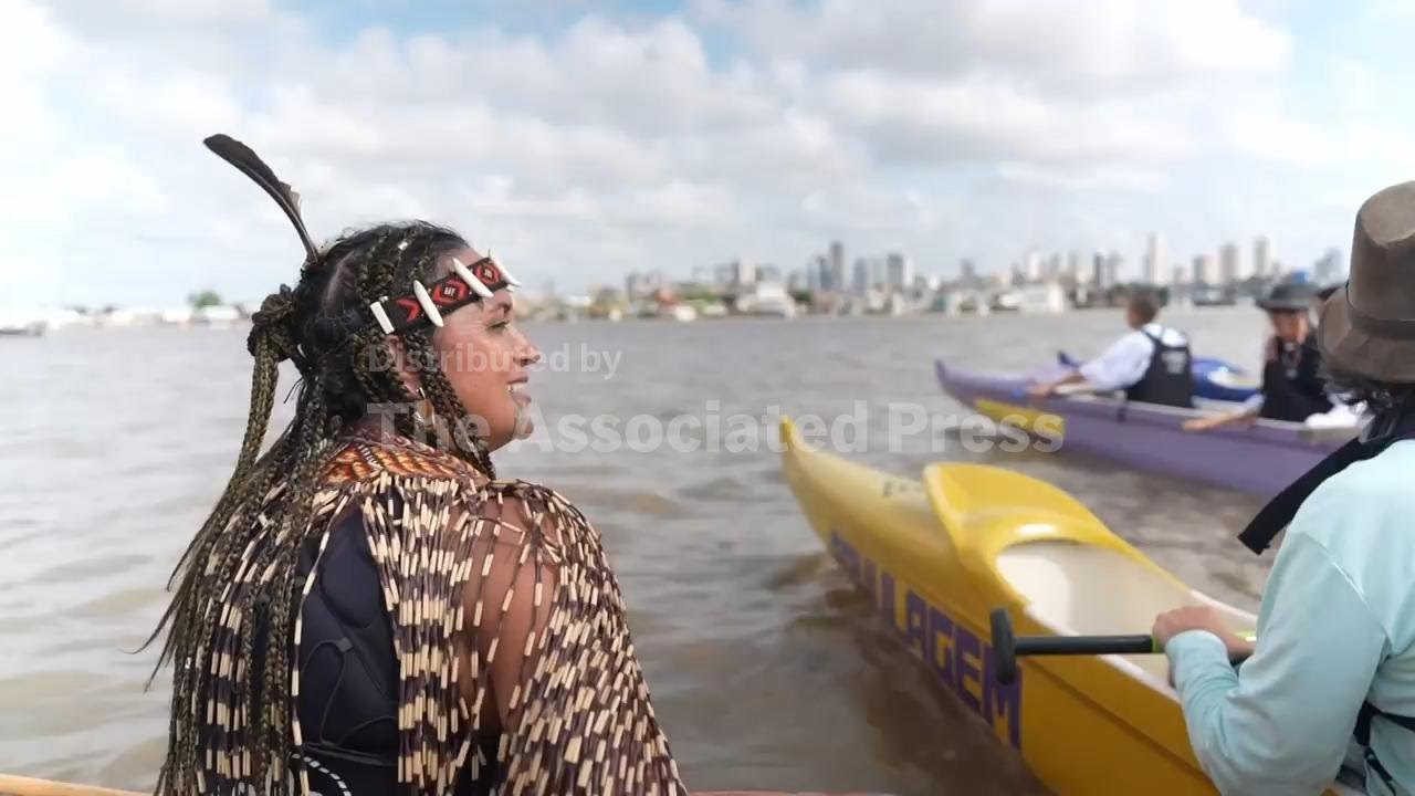 Indigenous peoples canoe around Belem to open People's Summit alongside COP30