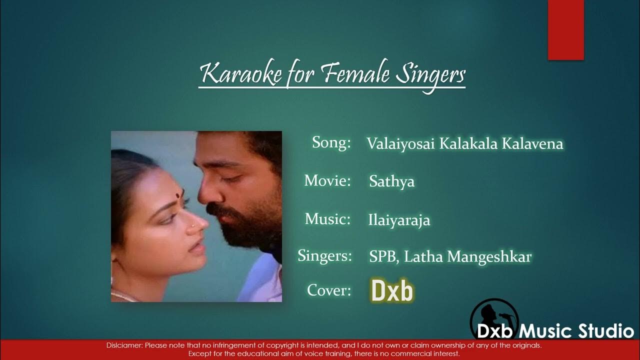 Valaiyosai Kalakalavena Karaoke for Female Singers with Lyrics by Dxb YouTube