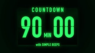 90 Minutes Countdown Flip Timer / Simple Beeps 🟢