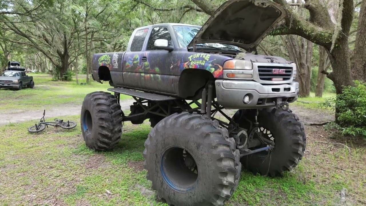 Ocala National Forest ride, two Bears and the Ninja Turtles Mega Truck