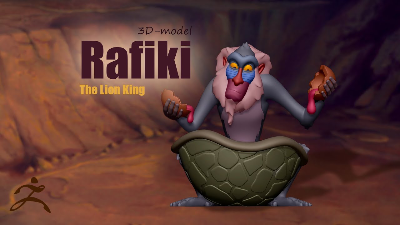 3D-sculpting of Rafiki from The Lion King - YouTube