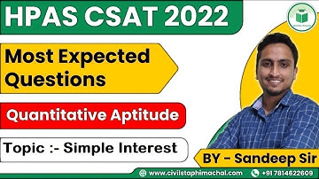 FREE HPAS CSAT MCQ Course | Day - 24 | Quantitative Aptitude| Most Expected MCQs