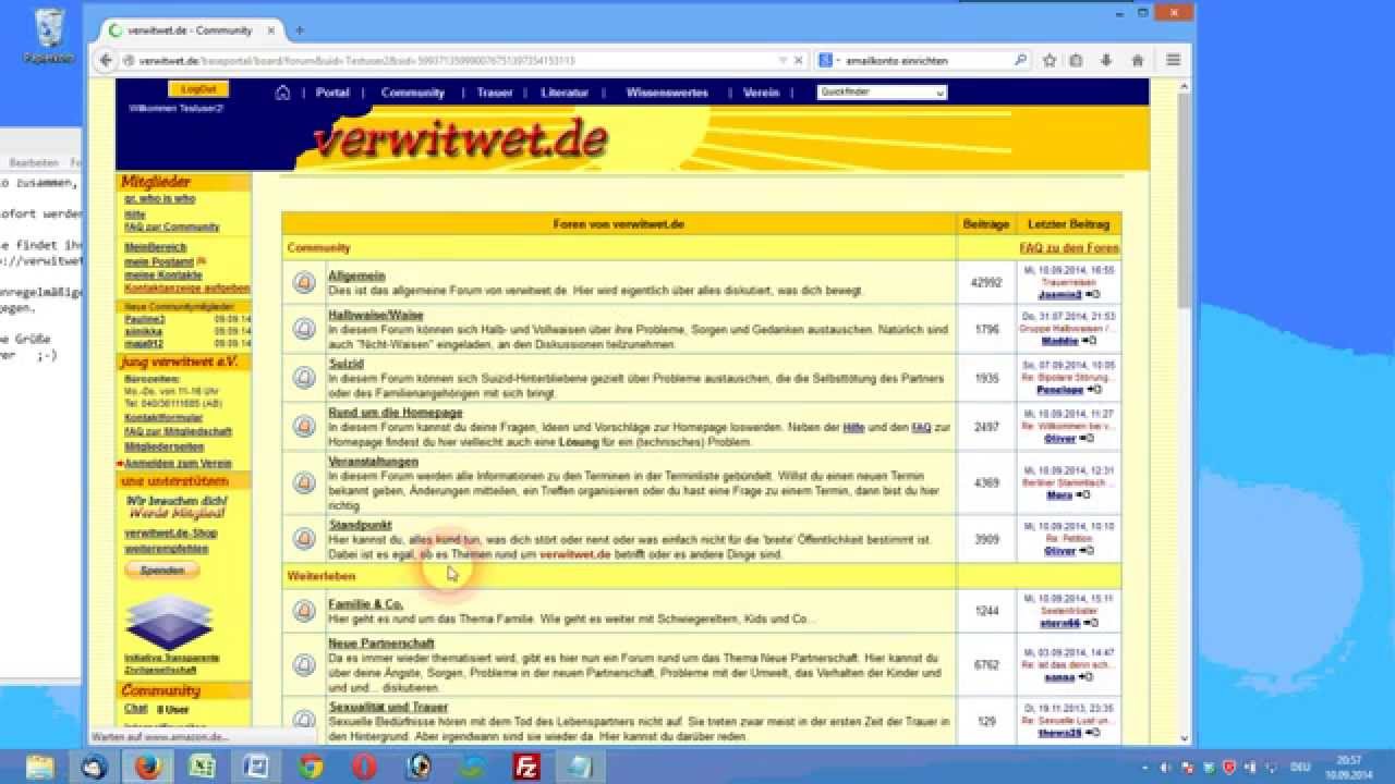 Schulungsvideo - Überblick über die Foren von verwitwet.de