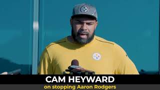 Steelers' Cam Heyward speaks to media about stopping Aaron Rodgers