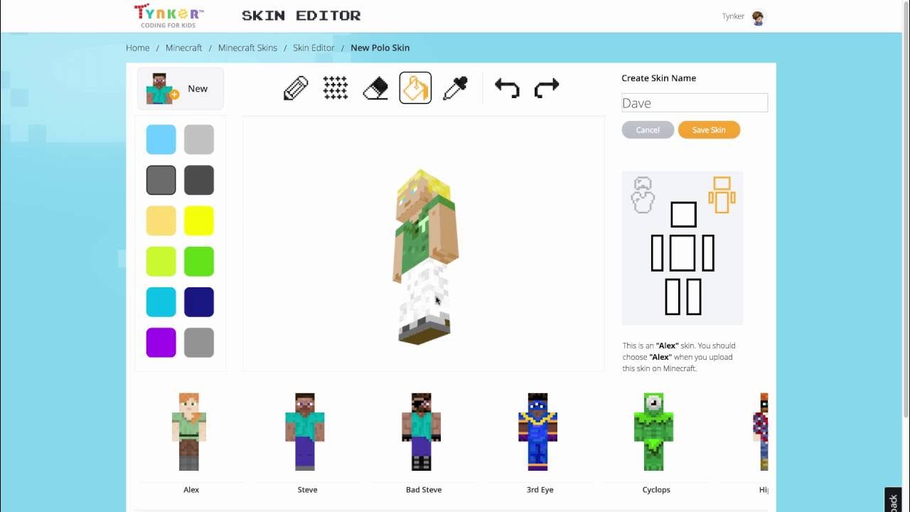 Minecraft Skin Editor – Be The Envy Of All Your Friends - Tynker Blog