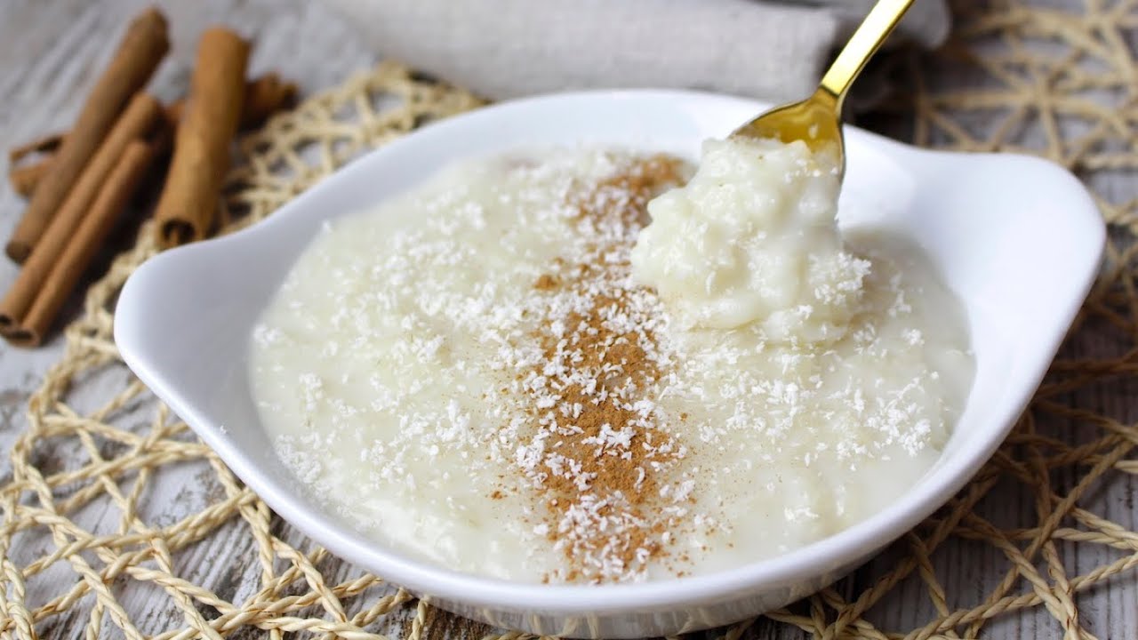 Arroz con leche de coco 🥥 | postre muy cremoso y sin lácteos