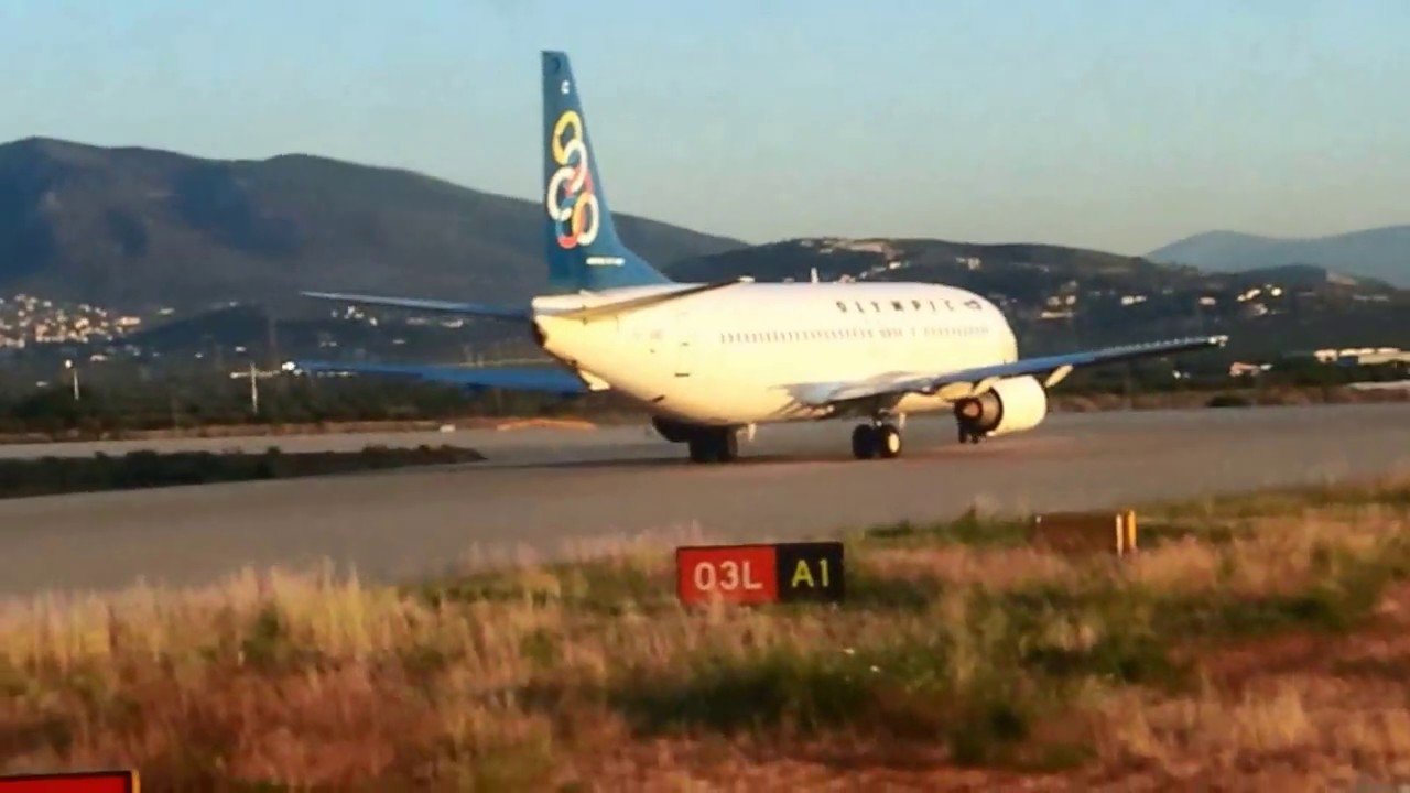 OLYMPIC AIRLINES ATHENS-THESSALONIKI taxi, takeoff AND landing 737-400 SX-BKU