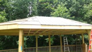 How to install a steel roof on gazebo 