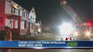 Crews battle vacant house fire in Dayton