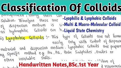 Classification Of Colloids | Colloidal State Chemistry | Lyophilic & Lyophobic Colloids | BSc.Notes