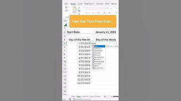 Generate Days of the Week: Quickly from a date using the Excel