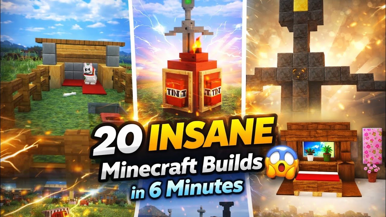 “20 INSANE Minecraft Builds in 6 Minutes 🤯 | Easy & Creative” - YouTube