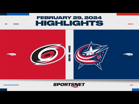 NHL Highlights | Hurricanes vs. Blue Jackets - February 29, 2024