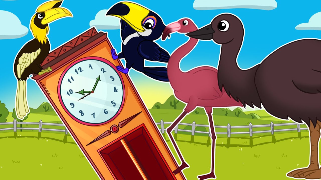 Hickory Dickory Dock Birds Version (Tucan, Peacock, Emu) | Nursery Rhymes for Kids