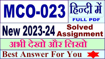 MCO 023 solved assignment 2023-24 in Hindi / mco 023 solved assignment 2024 / ignou mco 023