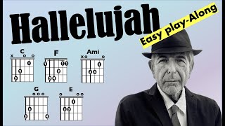 Hallelujah (Leonard Cohen) EASY Guitar Play-along with Lyrics