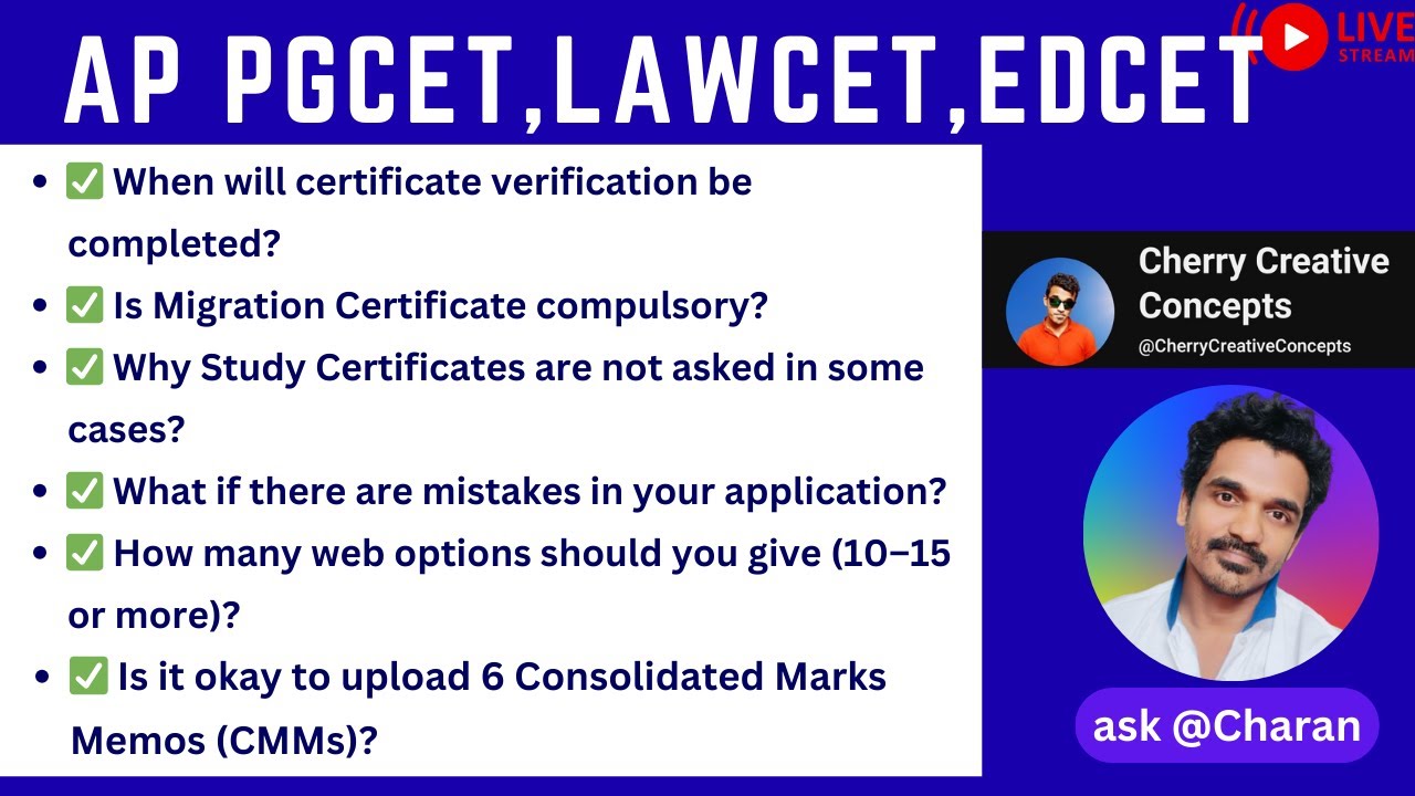 PGCET | LAWCET | EDCET Counselling 2025 🔥 Doubts Explained: Certificates, Verification, Web Options