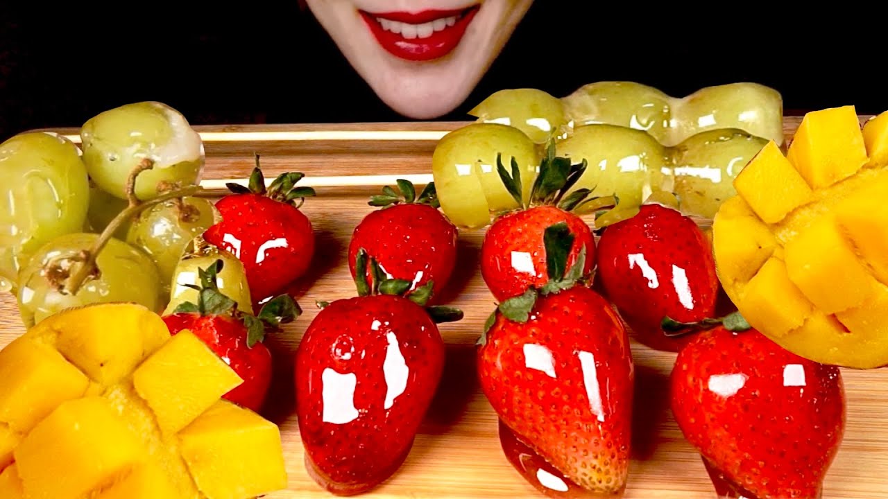 ASMR 탕후루 딸기 포도 망고 과일 탕후루 TANGHULU STRAWBERRY GRAPE MANGO FRUITS MUKBANG  먹방