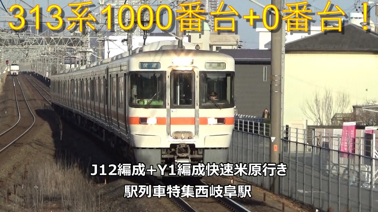 313系1000番台+0番台！J12編成+Y1編成快速米原行き 駅列車特集 JR 