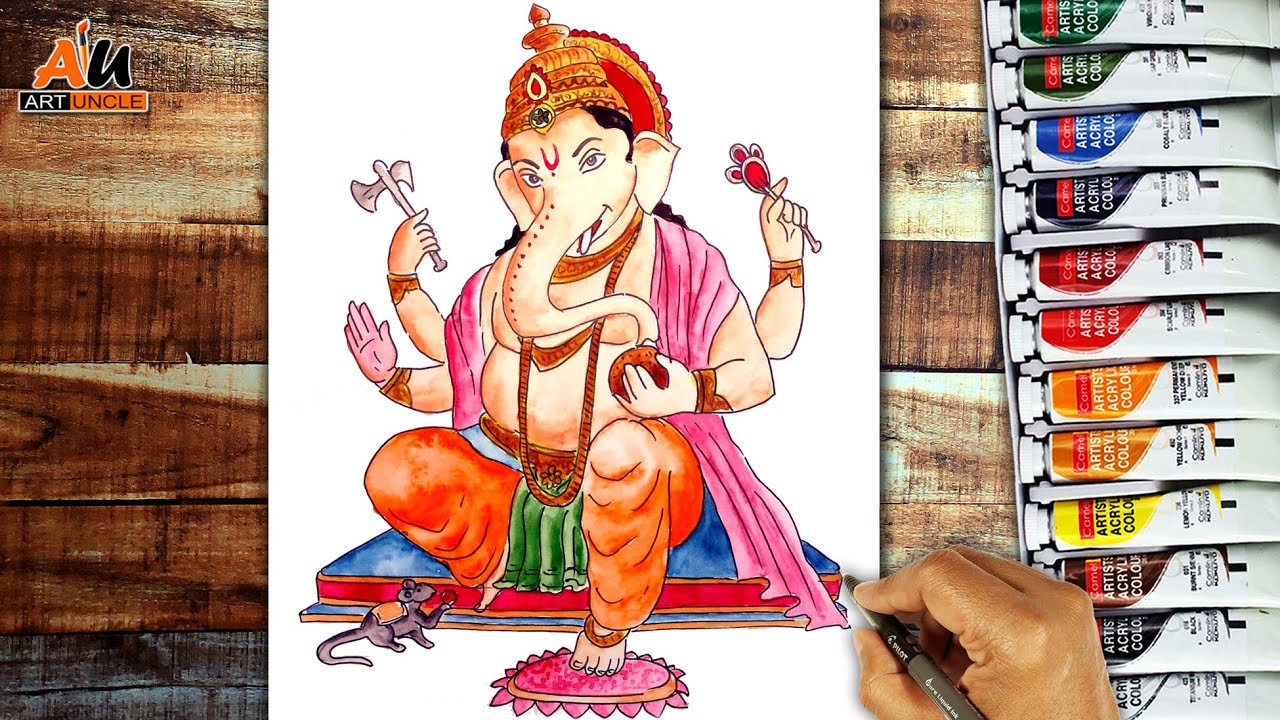 How to draw Lord Ganesha very easy line art｜An Easy Ganesh Thakur ...