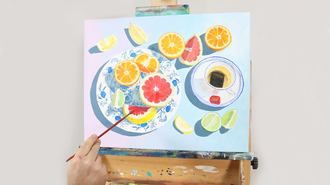 Modern still life fruit painting YouTube