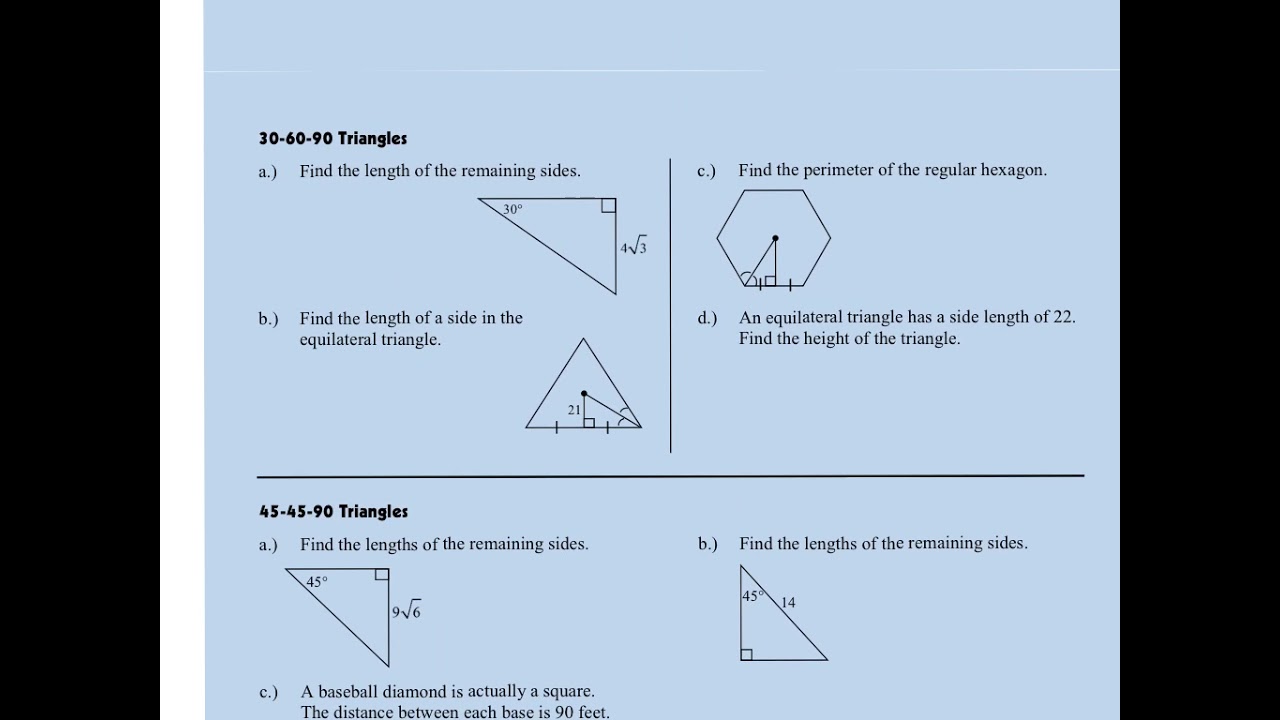 8.3 30-60-90 Triangles & Examples - YouTube