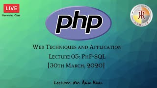 PhP Lecture 05 | Introduction to PhP-MySQL | Mr. Asim Khan | 江西理工大学