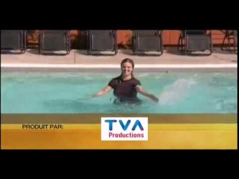 Weather Lady jumps into swimming Pool