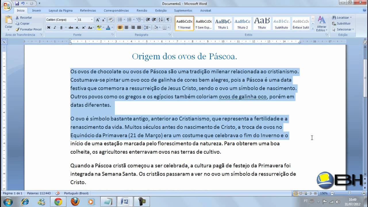 Digitando e editando textos no word 2007 