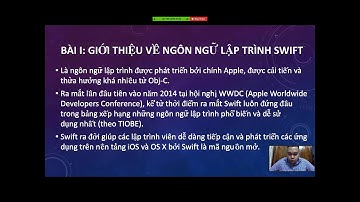 Buổi 1: Giới thiệu lập trình Swift / iOS (Online Video) - GV Nguyễn Thành Trung
