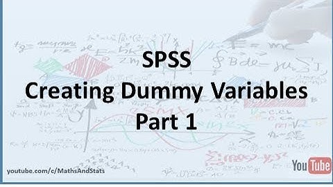 SPSS: How to create a set of Dummy Variables - Part 1