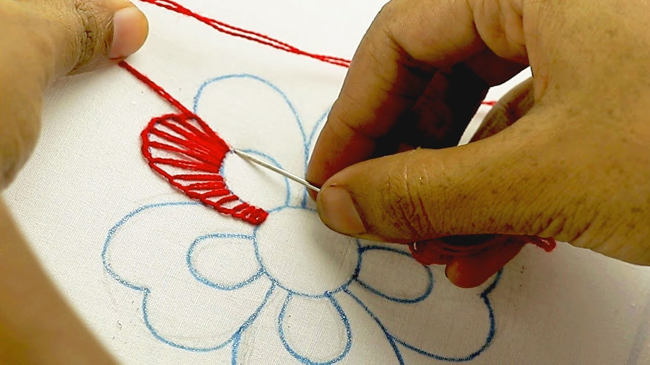 very easy hand embroidery flower design, latest fancy flower ...
