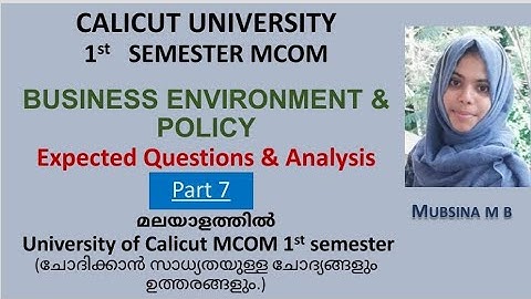 Mcom 1st sem Business Environment and policy Part 7 Calicut University -expected question analysis