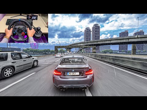 Assetto Corsa BMW M2 Cutting Up Through Traffic Logitech G29 Gameplay