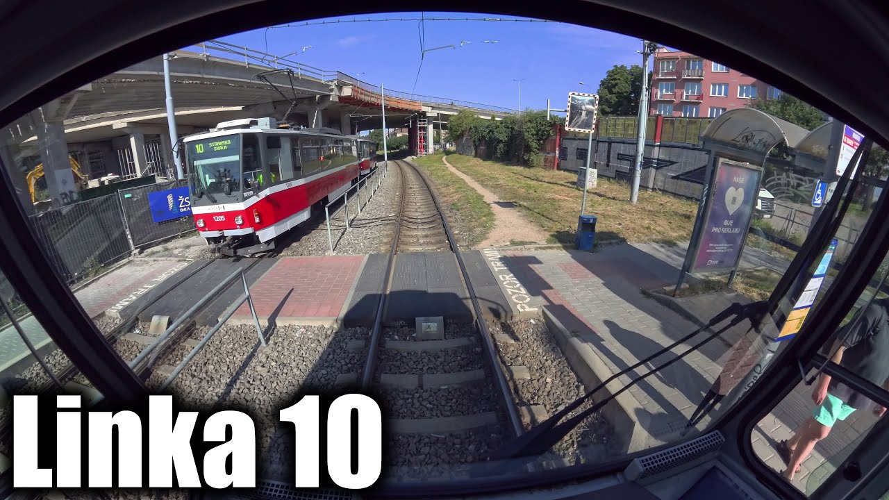 Linka 10 Brno -- Stránská skála - Komín, smyčka [ČKD DS T6A5] [Tram Cab View]